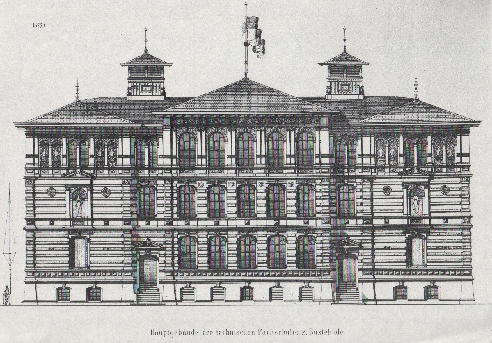 Zeichnung der Fassade des Technikums